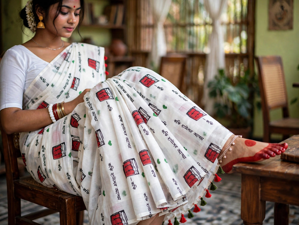 Pure Mul Cotton Saree | Handloom Mulmul Cotton Saree | Soft Bengali Cotton