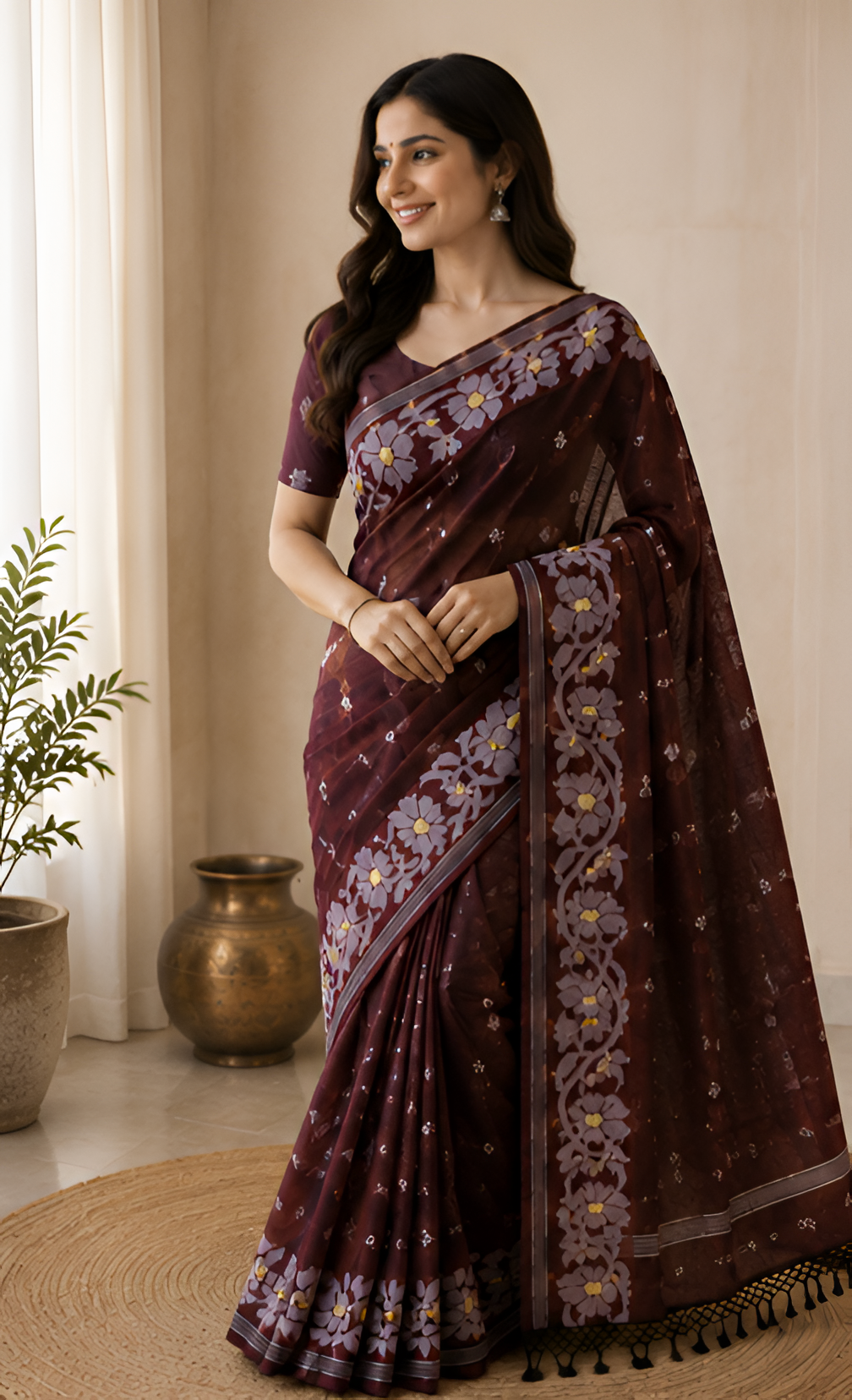 Premium Mama Khadi Saree for Women | Soft Handwoven Cotton Silk Blend | Traditional Ethnic Wear | The Life Long Store