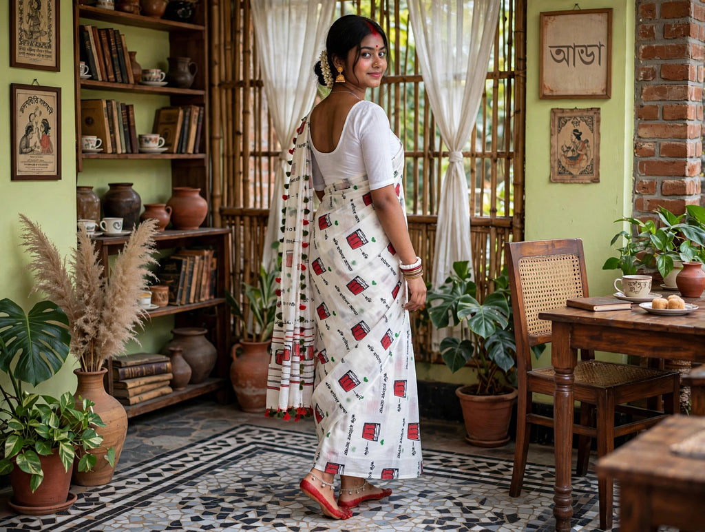 Pure Mul Cotton Saree | Handloom Mulmul Cotton Saree | Soft Bengali Cotton