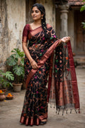 Banarasi Kora Organza Silk Jaal Saree - Meenakari Edition