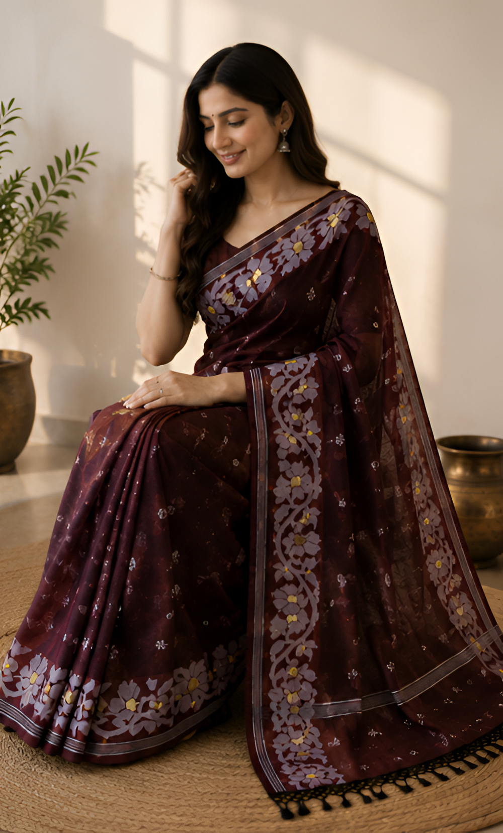 Premium Mama Khadi Saree for Women | Soft Handwoven Cotton Silk Blend | Traditional Ethnic Wear | The Life Long Store