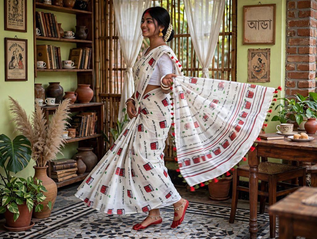 Pure Mul Cotton Saree | Handloom Mulmul Cotton Saree | Soft Bengali Cotton