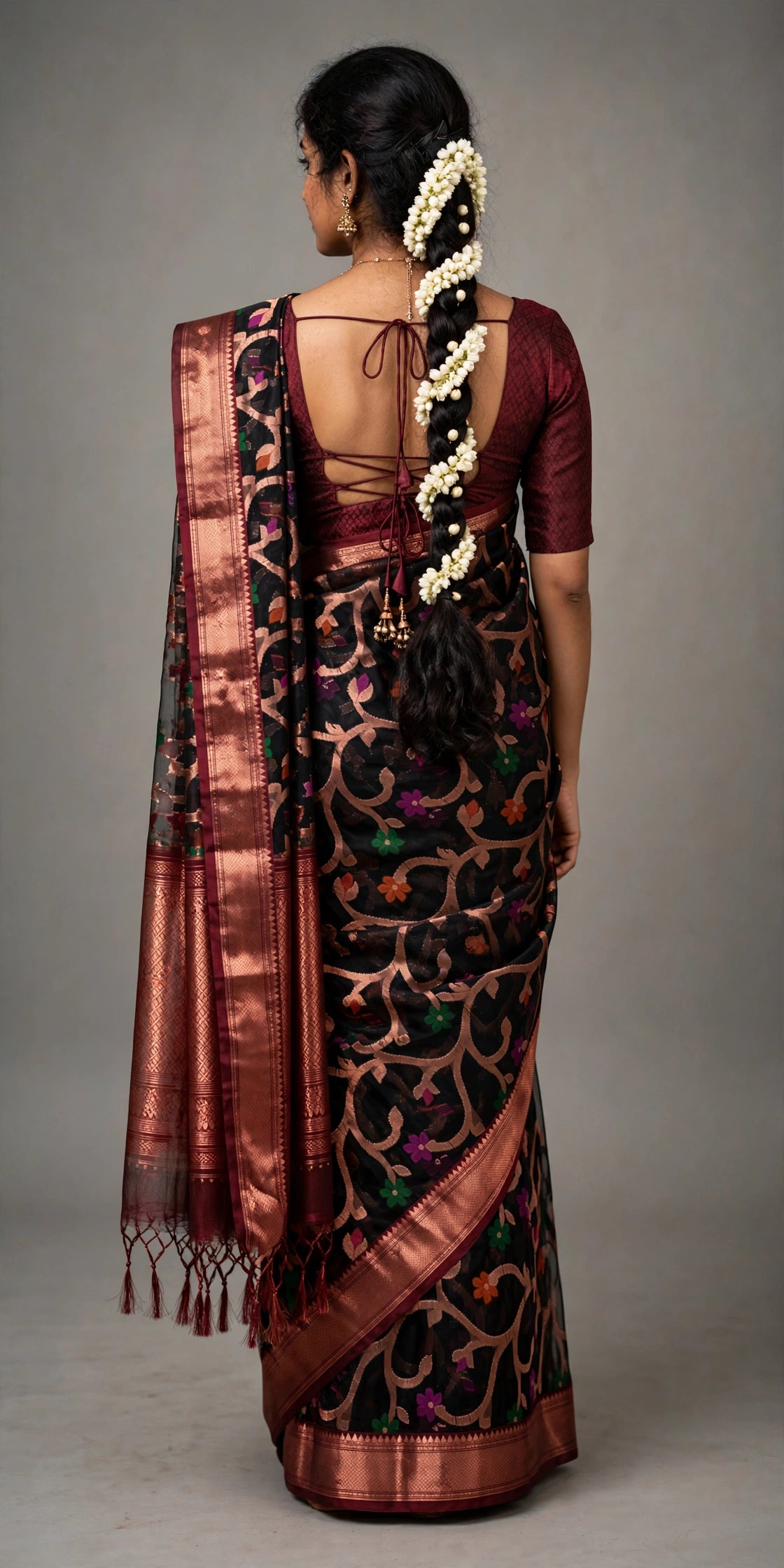 Banarasi Kora Organza Silk Jaal Saree - Meenakari Edition